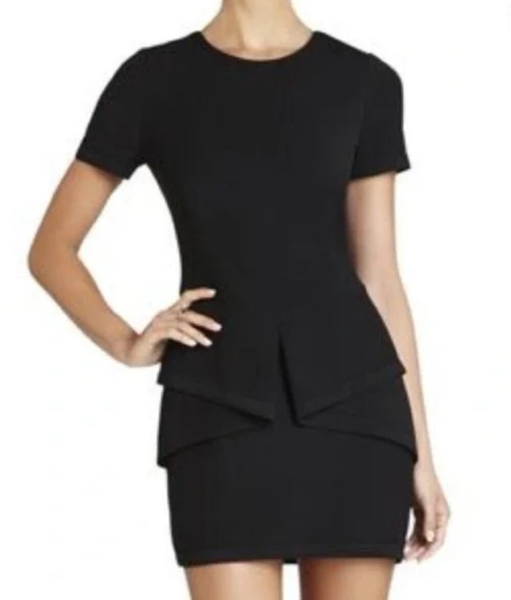 BCBG MaxAzria Womens Madalyn Mini Dress Polyester Rayon Stretch Black Size 2